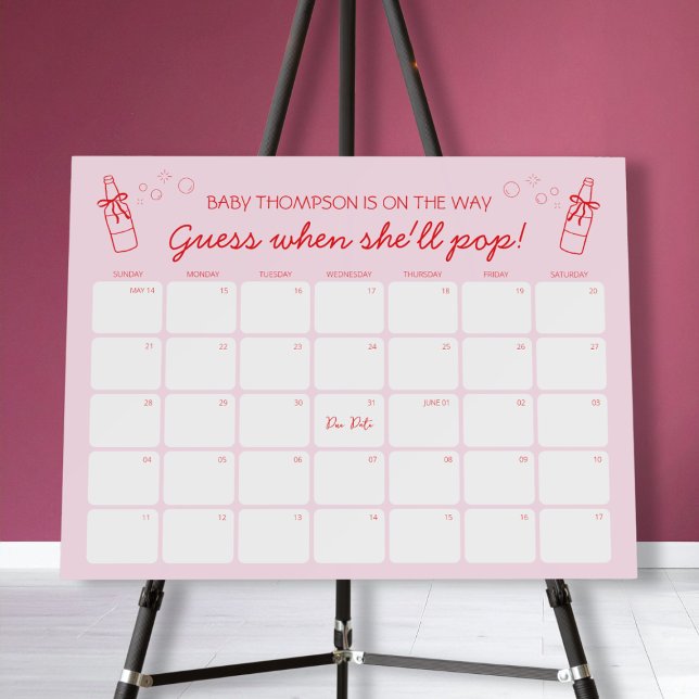 Guess the Birth Date Soda Theme Pink & Red Foam Board (Guess the Birth Date Soda Theme Pink & Red Foam Board)