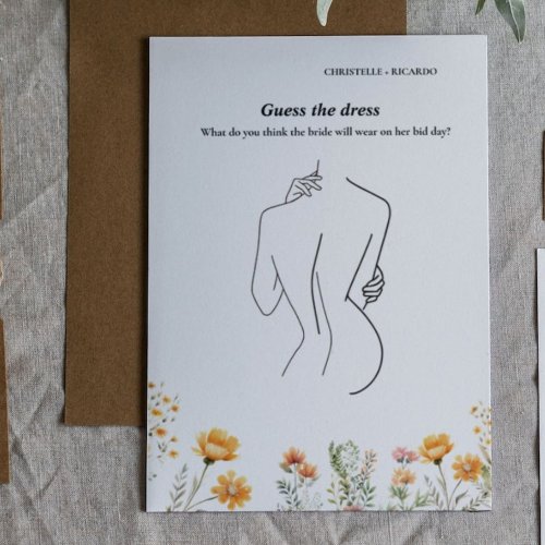 Guess the bride dress bridal shower game Card