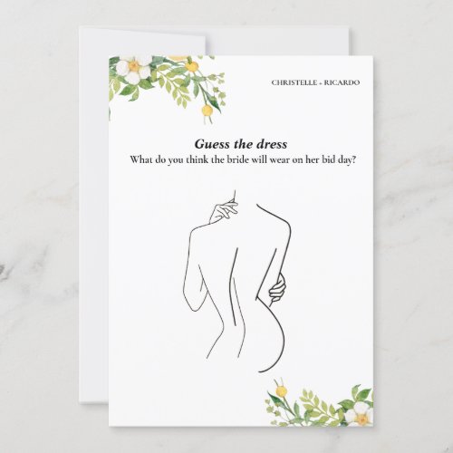 Guess the bride dress bridal shower game Card