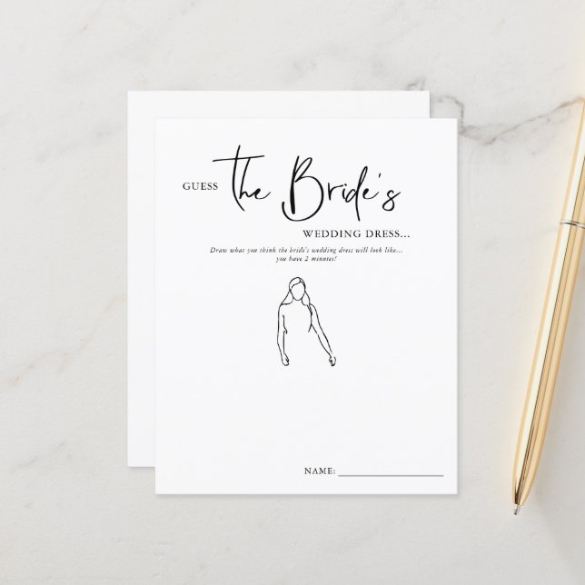 Guess The Bride's Dress | Bridal Shower Game | Zazzle