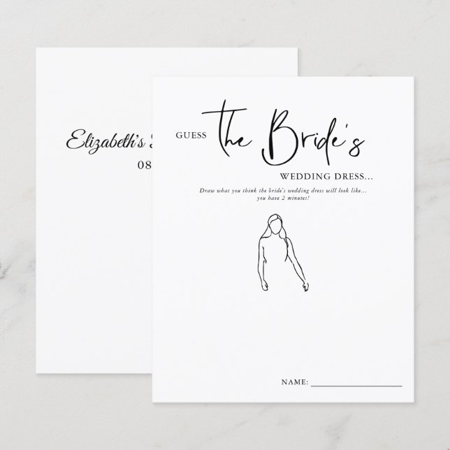 bridal shower draw the dress game 'Guess the Dress' Bridal Shower Game Printable