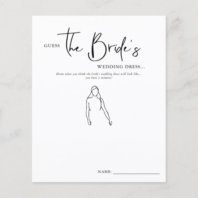 Guess The Bride's Dress | Bridal Shower Game (Front)