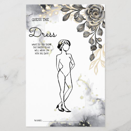 Guess the Dress Black Roses BridalShower Game Card Flyer