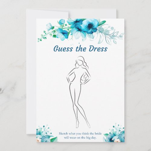 Guess The Dress Blue Bridal Shower Game Cards 