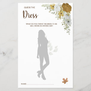 Guess the Dress Boho Autumn BridalShower Game Card Flyer