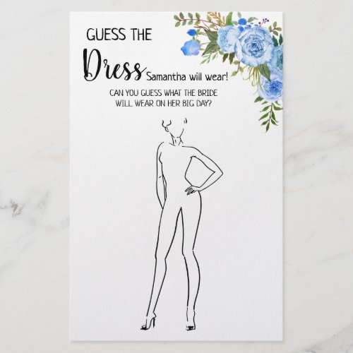 Guess the Dress Bridal Shower bilingual game card Flyer