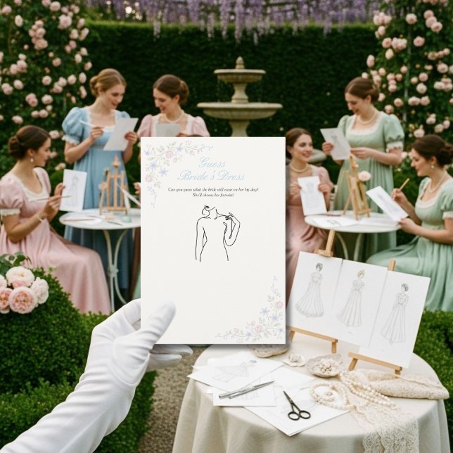 Guess the Dress Bridal Shower Floral game card  (Guess the Dress Bridal Shower Floral game card)