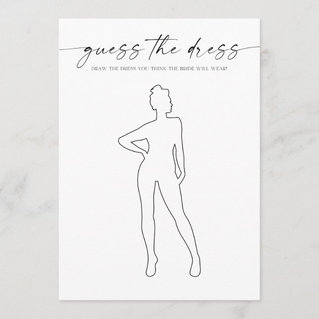 Guess the Dress Bridal Shower Game Program (Front)