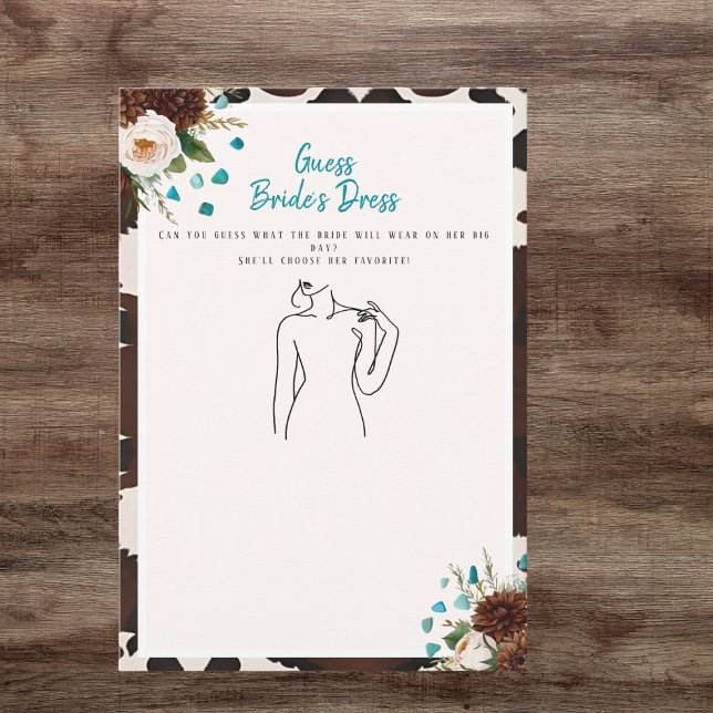 Guess the Dress Bridal Shower Rustic Boho  game Invitation (Guess the Dress Bridal Shower Rustic Boho game)