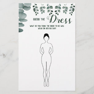 Guess the Dress Eucalyptus Bridal Shower Game Card Flyer