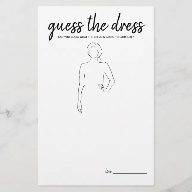 Dress Printable Guess Guess The Dress Bridal Game Guess The Dress