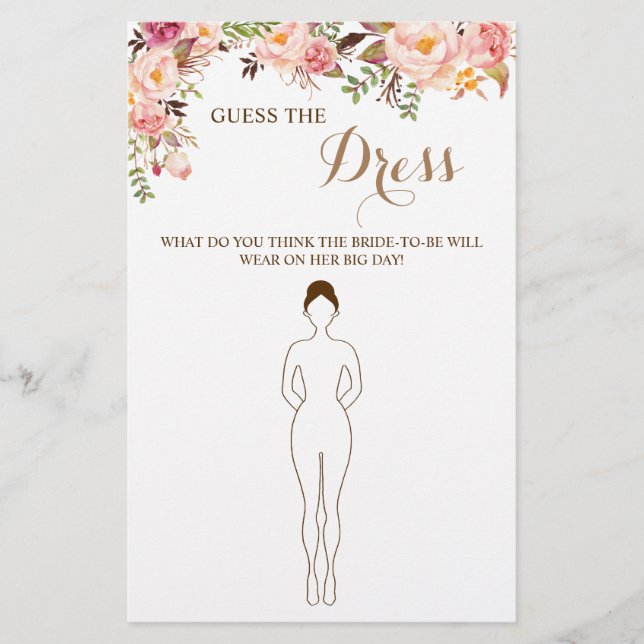 Guess the Dress Pink Bridal Shower Game Card Flyer (Front)