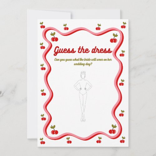 Guess the Dress Retro Cherry bridal Game card