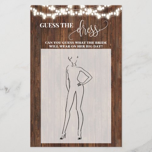 Guess the Dress Western Bridal Shower Game Card Flyer