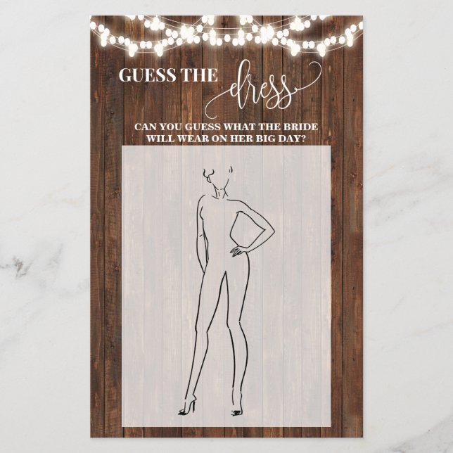 Guess the Dress Western Bridal Shower Game Card Flyer (Front)