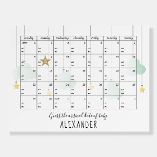 Guess The Due Date And Time Stars Baby Shower Game Foam Board