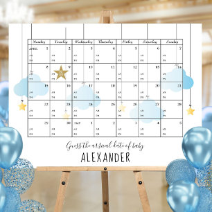 Guess The Due Date And Time Stars Baby Shower Game Foam Board