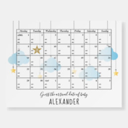 Guess The Due Date And Time Stars Baby Shower Game Foam Board