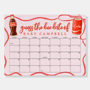 Guess the Due Date Baby Shower Calendar Game Sign