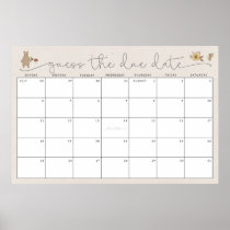 Guess the Due Date Boho Woodland Baby Shower  Poster