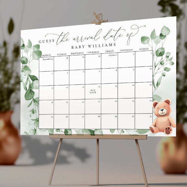 Guess The Due Date Calendar Bear Foam Board (Creator Uploaded)