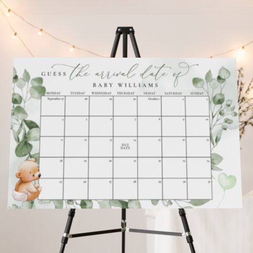 Guess The Due Date Calendar Bear Foam Board