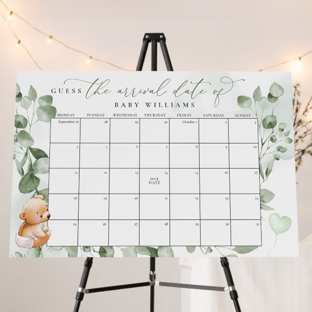 Guess The Due Date Calendar Bear Foam Board (In Situ (Stand))