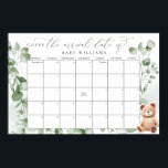 Guess The Due Date Calendar Bear Poster<br><div class="desc">We Can Bearly Wait! :) Change days accordingly with the month you need. ⚠️ Go to the "click to customize further" link to move the due date to a different day. 🧡 HOW TO PLAY: Guests sign the calendar with their predictions for the baby's birthday. The guest to guess the...</div>