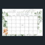 Guess The Due Date Calendar Bear Poster<br><div class="desc">We Can Bearly Wait! :) Change days accordingly with the month you need. ⚠️ Go to the "click to customize further" link to move the due date to a different day. 🧡 HOW TO PLAY: Guests sign the calendar with their predictions for the baby's birthday. The guest to guess the...</div>