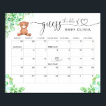 Guess The Due Date Calendar Bear Poster<br><div class="desc">Guess The Due Date Calendar Bear Poster. For more advanced customization of this design,  simply select the "Customize It" button above! Matching items available. Thank you!</div>