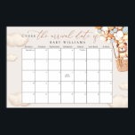 Guess The Due Date Calendar Blue Bear Poster<br><div class="desc">We Can Bearly Wait! :) Change days accordingly with the month you need. ⚠️ Go to the "click to customize further" link to move the due date to a different day. 🧡 HOW TO PLAY: Guests sign the calendar with their predictions for the baby's birthday. The guest to guess the...</div>