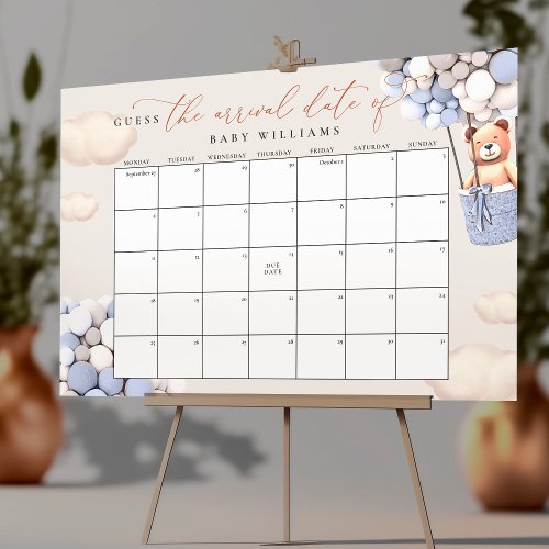 Guess The Due Date Calendar Blue Silver Foam Board