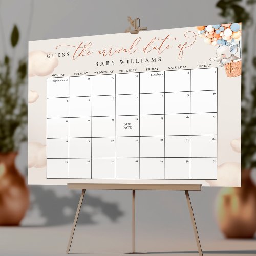 Guess The Due Date Calendar Elephant Poster