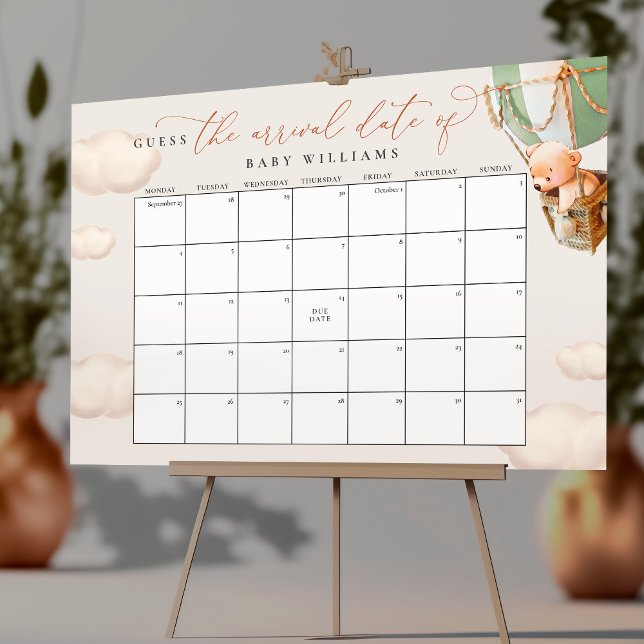 Guess The Due Date Calendar Green Bear Foam Board (Creator Uploaded)
