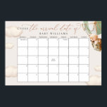 Guess The Due Date Calendar Green Bear Poster<br><div class="desc">We Can Bearly Wait! :) Change days accordingly with the month you need. ⚠️ Go to the "click to customize further" link to move the due date to a different day. 🧡 HOW TO PLAY: Guests sign the calendar with their predictions for the baby's birthday. The guest to guess the...</div>