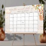 Guess The Due Date Calendar Green Gold Bear Poster<br><div class="desc">We Can Bearly Wait! :) Change days accordingly with the month you need. ⚠️ Go to the "click to customize further" link to move the due date to a different day. 🧡 HOW TO PLAY: Guests sign the calendar with their predictions for the baby's birthday. The guest to guess the...</div>