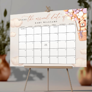 Guess The Due Date Calendar Lavender Bear Poster