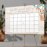 Guess The Due Date Calendar Light Blue Poster<br><div class="desc">We Can Bearly Wait! :) Change days accordingly with the month you need. ⚠️ Go to the "click to customize further" link to move the due date to a different day. 🧡 HOW TO PLAY: Guests sign the calendar with their predictions for the baby's birthday. The guest to guess the...</div>