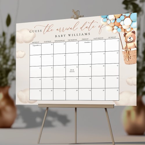 Guess The Due Date Calendar Light Blue Poster