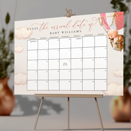 Guess The Due Date Calendar Pink Bear Foam Board