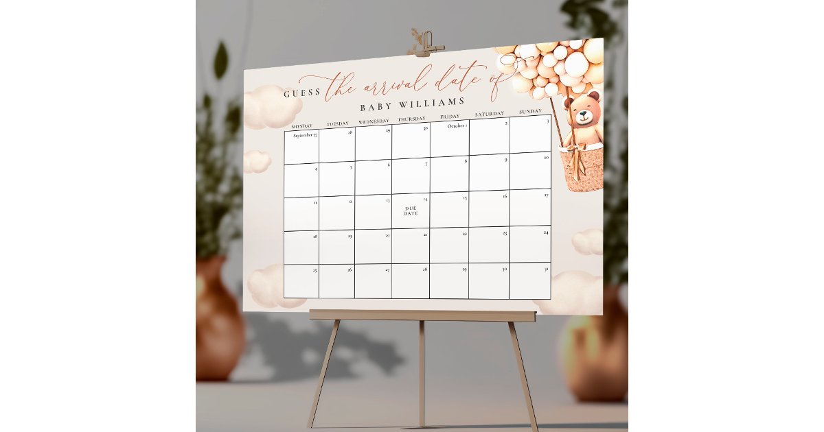 Guess The Due Date Calendar Poster | Zazzle