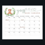 Guess The Due Date Calendar Teddy Bear Poster<br><div class="desc">Watercolor Guess The Due Date Calendar Teddy Bear Gold Greenery Poster. Matching items available.</div>