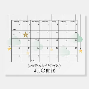 Guess The Due Date Clouds Stars Baby Shower Game Foam Board
