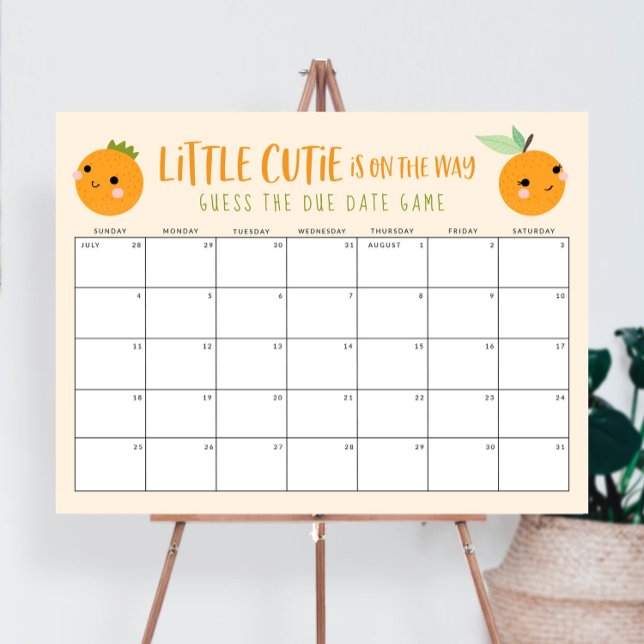 Guess the Due Date Orange Little Cutie Baby Shower Foam Board (Creator Uploaded)