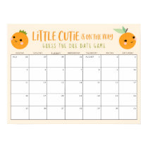 Guess the Due Date Orange Little Cutie Baby Shower Poster