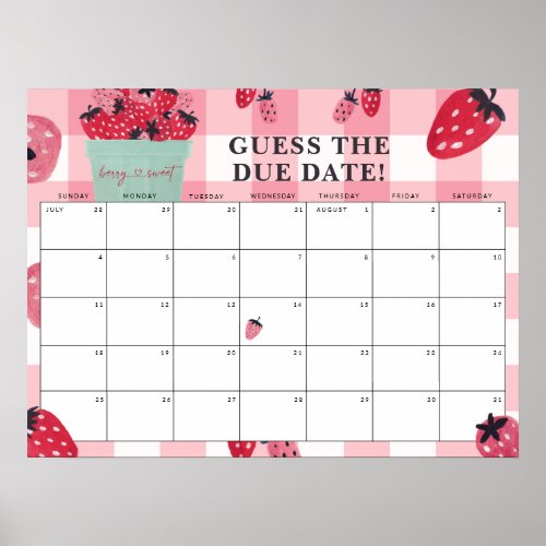 Guess the Due Date Orange Little Cutie Baby Shower Poster