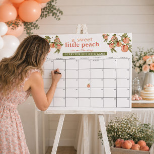 Guess the Due Date Sweet Peach Baby Shower Game Foam Board