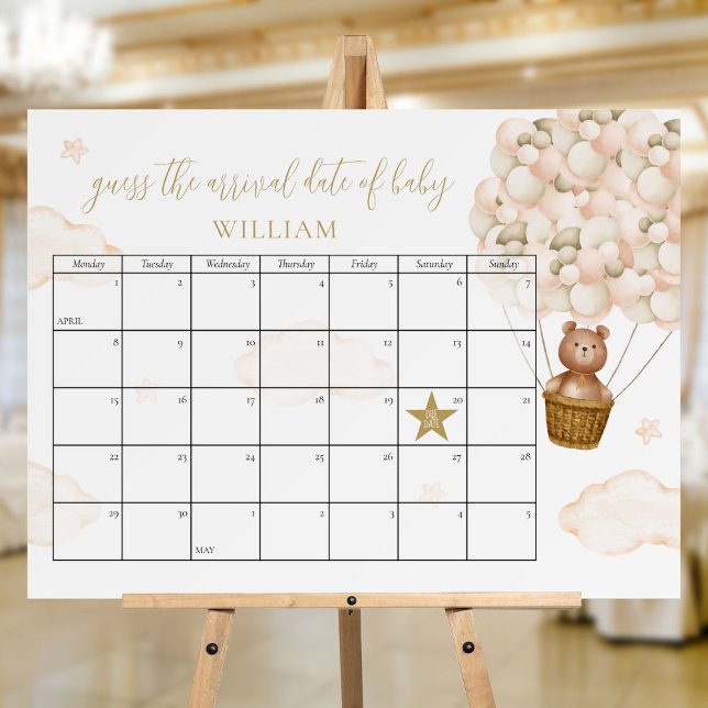 Guess The Due Date Teddy Bear Baby Shower Game Foam Board (Guess The Due Date Teddy Bear Baby Shower Game Foam Board)