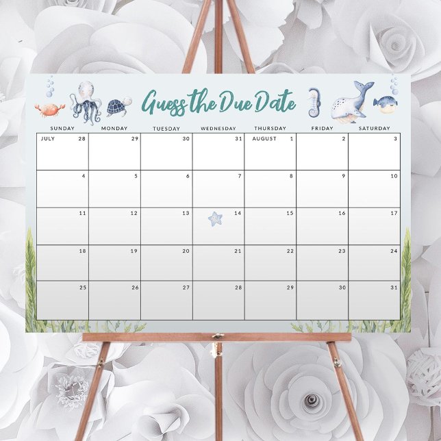 Guess the Due Date Under the Sea Baby Shower Game Foam Board (Creator Uploaded)