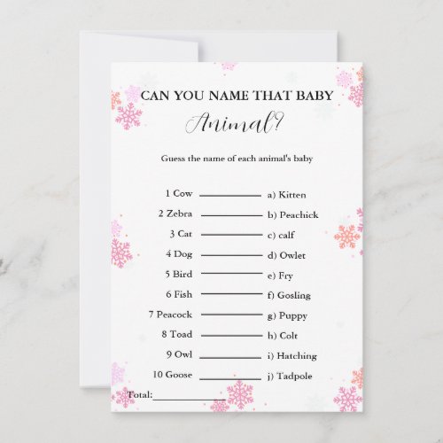 Guess the name of the baby animal baby shower Card